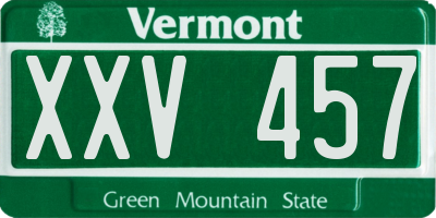 VT license plate XXV457