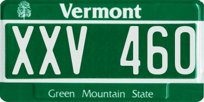 VT license plate XXV460