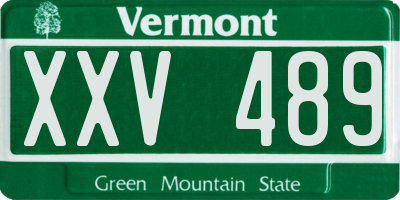 VT license plate XXV489