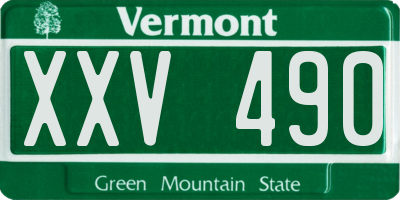 VT license plate XXV490