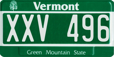 VT license plate XXV496