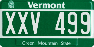VT license plate XXV499