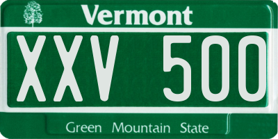 VT license plate XXV500