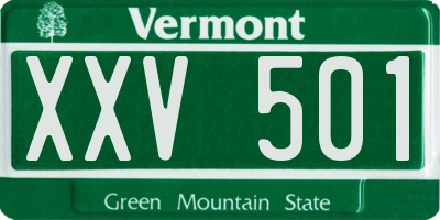 VT license plate XXV501