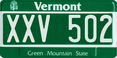 VT license plate XXV502