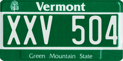 VT license plate XXV504