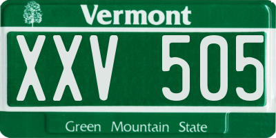 VT license plate XXV505