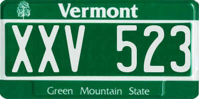 VT license plate XXV523