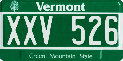 VT license plate XXV526
