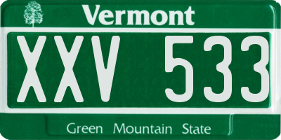 VT license plate XXV533
