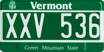 VT license plate XXV536