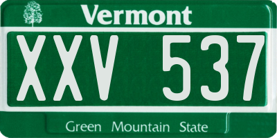 VT license plate XXV537