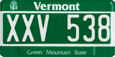 VT license plate XXV538