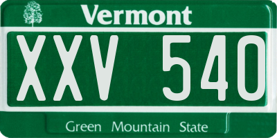 VT license plate XXV540