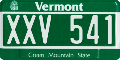 VT license plate XXV541