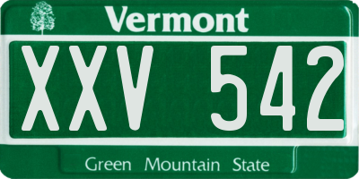 VT license plate XXV542