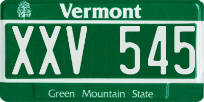 VT license plate XXV545