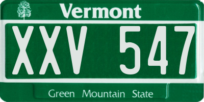 VT license plate XXV547