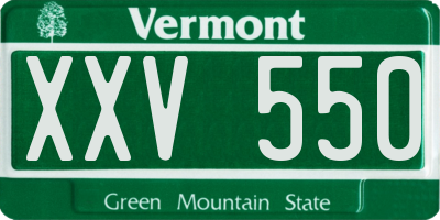 VT license plate XXV550