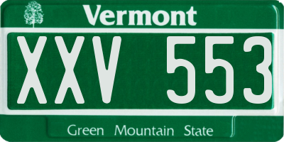 VT license plate XXV553