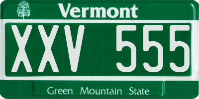VT license plate XXV555