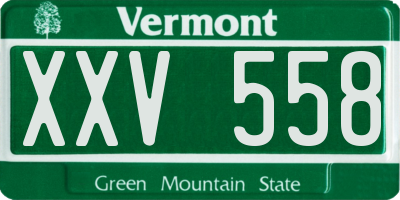 VT license plate XXV558