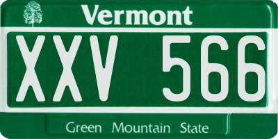 VT license plate XXV566
