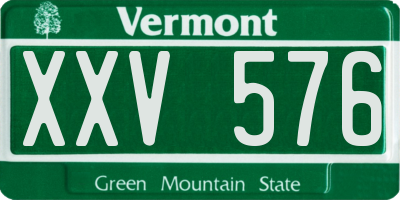 VT license plate XXV576