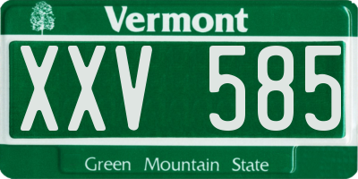 VT license plate XXV585