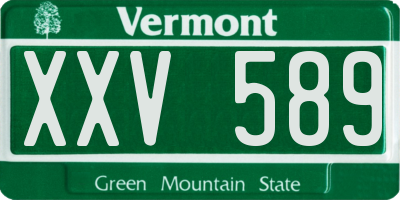 VT license plate XXV589