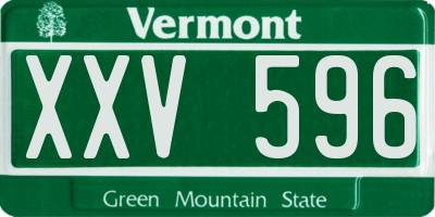 VT license plate XXV596