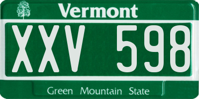VT license plate XXV598