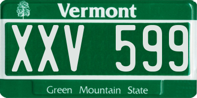 VT license plate XXV599