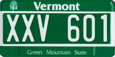 VT license plate XXV601