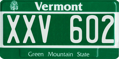 VT license plate XXV602