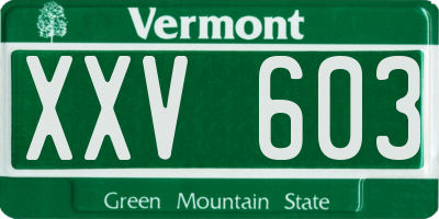 VT license plate XXV603