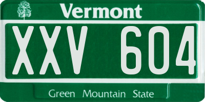 VT license plate XXV604