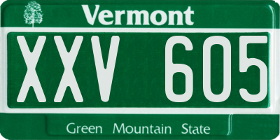 VT license plate XXV605