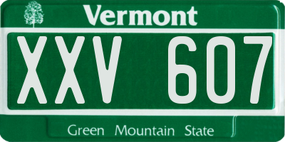 VT license plate XXV607