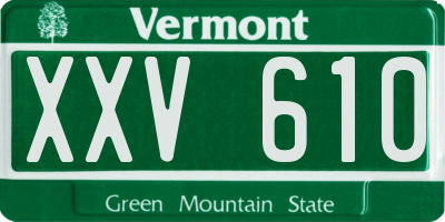 VT license plate XXV610