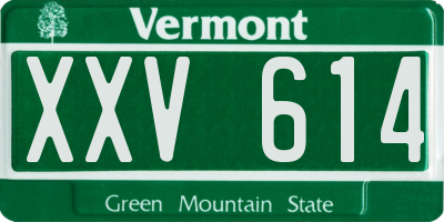VT license plate XXV614