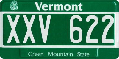 VT license plate XXV622