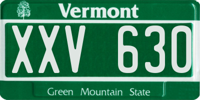 VT license plate XXV630