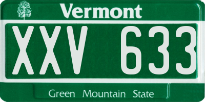 VT license plate XXV633