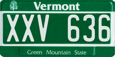 VT license plate XXV636