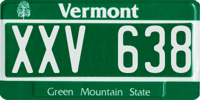 VT license plate XXV638