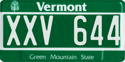 VT license plate XXV644