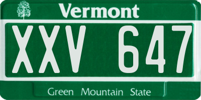 VT license plate XXV647