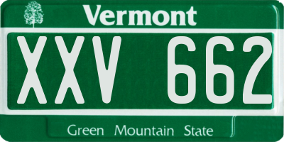 VT license plate XXV662