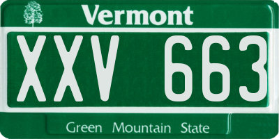 VT license plate XXV663
